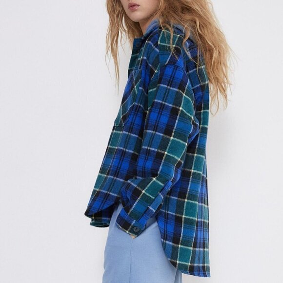 NWT Zara Oversized Plaid Overshirt Shacket Size XS - Picture 7 of 16